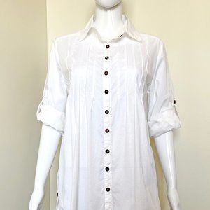 WD.NY White Long Button Up Shirt Beach Coverup